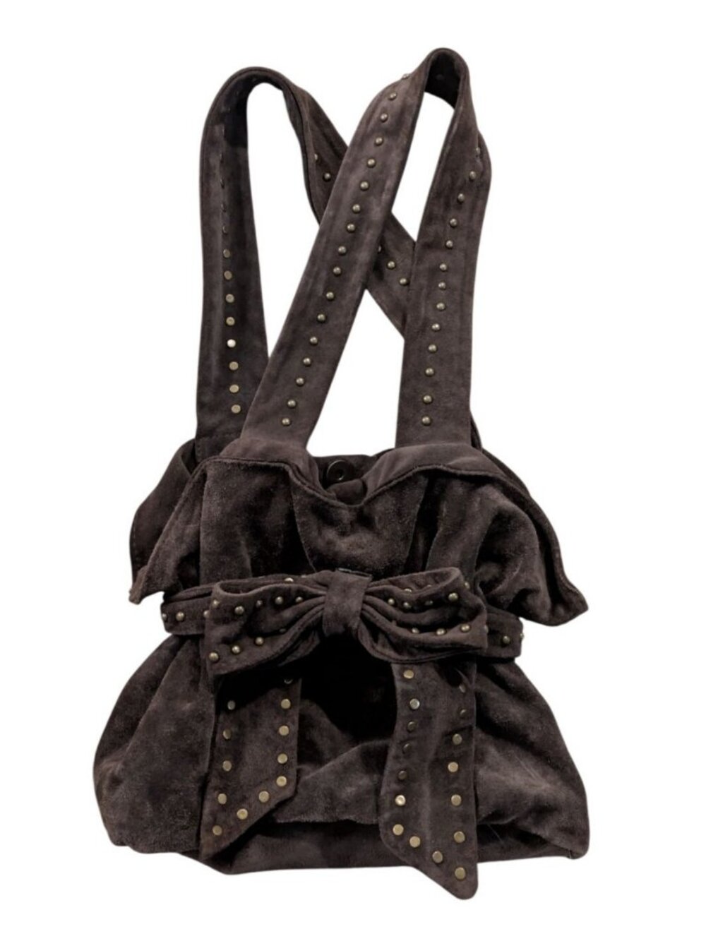 Y2K Diane Gail Brown Suede Shoulder Bag Bow Coquette Purse Boho